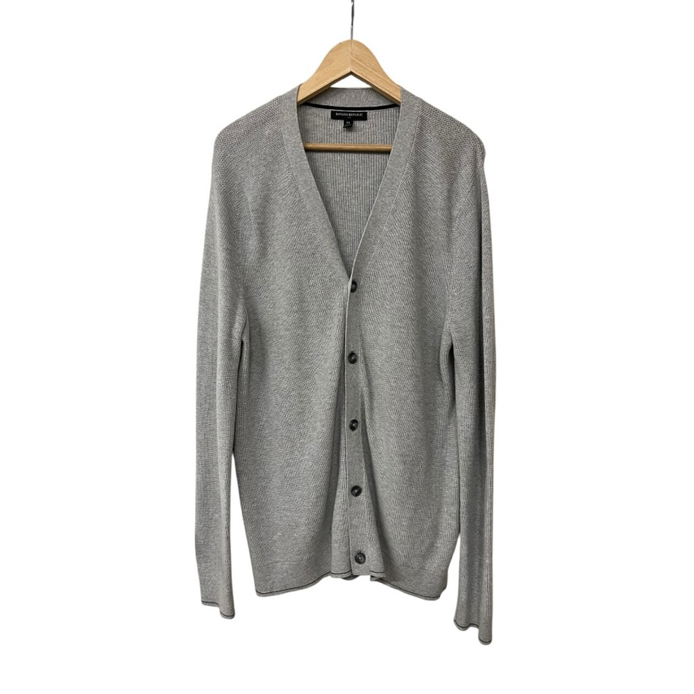 Banana Republic Cotton Grey Ribbed Cardigan Sweater XL